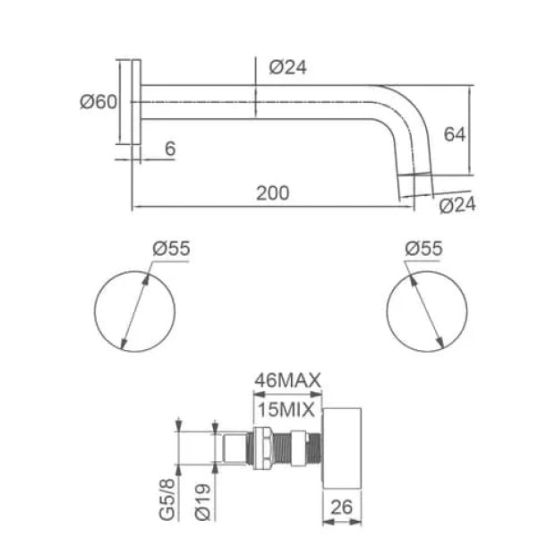 ECT - VIVO Basin/Bath set with hot and cold handle in Brushed Nickel