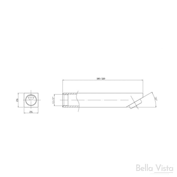 BELLA VISTA - DEKO Square Bath Spout - 180mm / 220mm