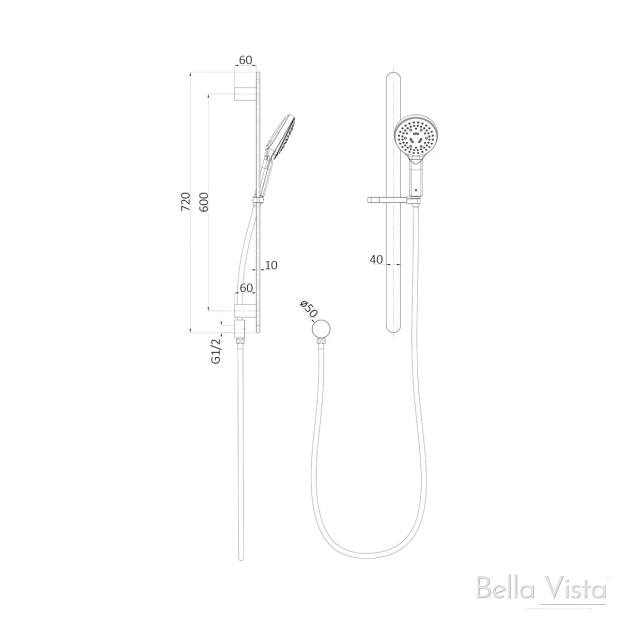 BELLA VISTA - KARA Sliding Shower set - Round Design