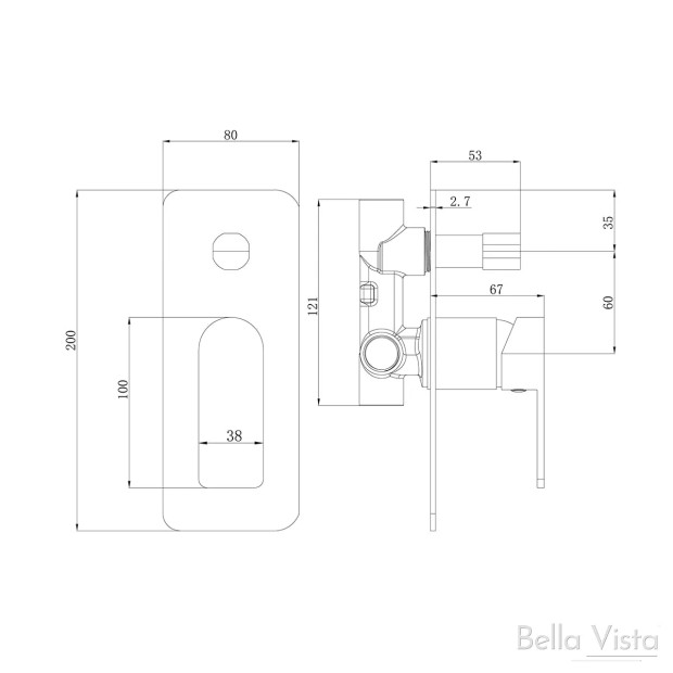 BELLA VISTA - FLORES Wall Mixer With Diverter