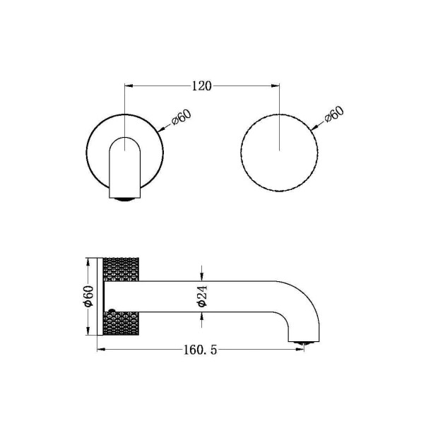 NERO - OPAL Progressive Wall Basin Set 160/185/230mm Spout