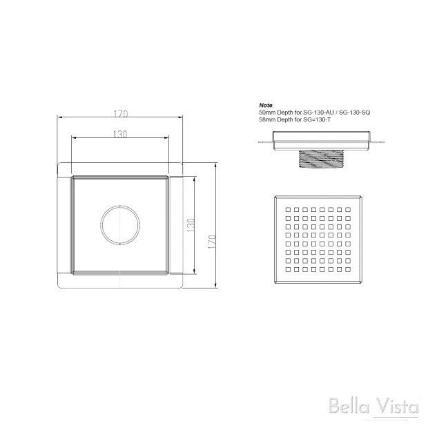 BELLA VISTA - Floor Drain Architectural SG 130mm