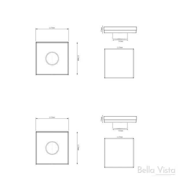 BELLA VISTA - Project Range Floor Drain 115 mm - 50mm / 90mm