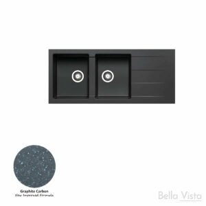 BELLA VISTA - PRADUS Double Bowl Kitchen Sink with Drainer - 1160x500