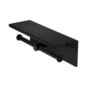 Nr1986emb Mecca Double Toilet Roll Holder With Shelf Matte Black Image 1.png